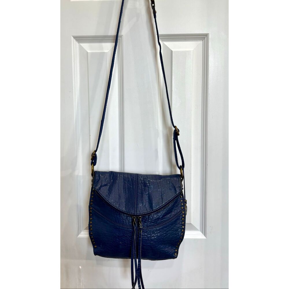 THE SAK - "Silverlake" Crossbody in Blue Pebbled Leather w/Studded Detailing - Picture 2 of 16
